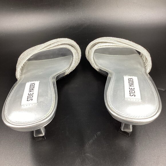 Steve Madden Women’s Solange Slide Sandals Sliver Metallic Kitten Heels Size 9M - Picture 5 of 13